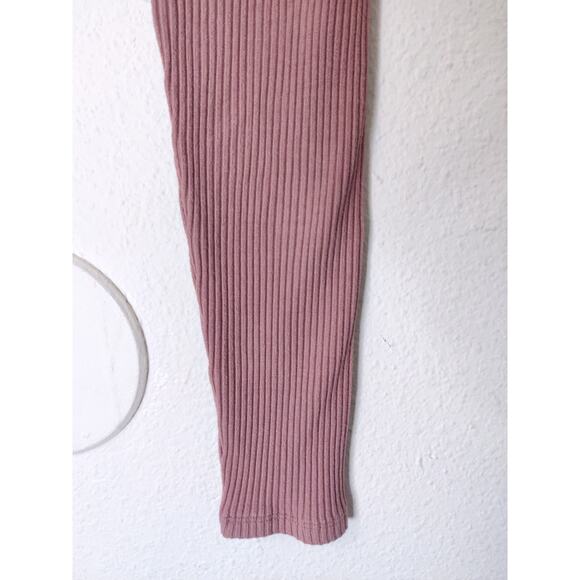Amour Vert Pink High Waisted Magda Paris Rib Ribbed Leggings Size S - Picture 7 of 8